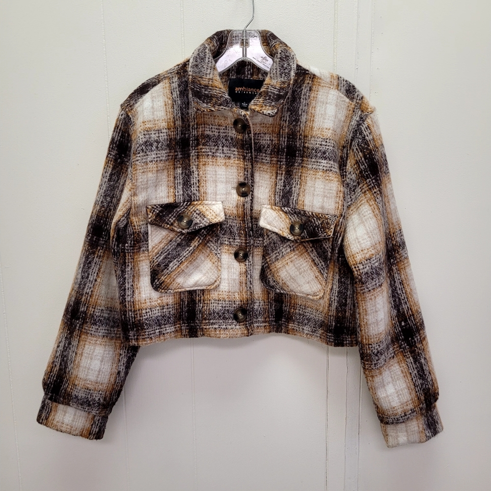 Ambiance Outerwear Plaid Cropped Jacket